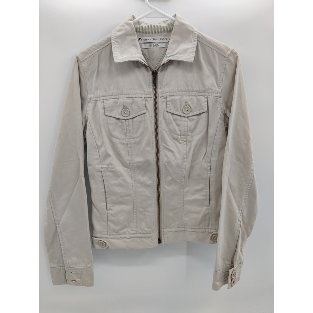 Tommy Hilfiger Women Cream Beige Utility Jacket Size Small